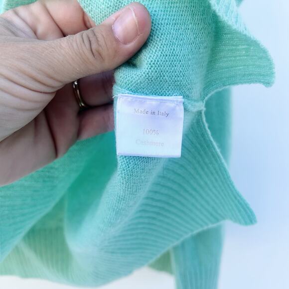 LUIV Firenze Feather Italian Cashmere Sweater Top Long Sleeve Teal Large - Picture 14 of 14